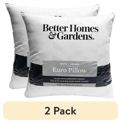 (2 pack) Better Homes and Gardens Euro Pillow Insert, 26