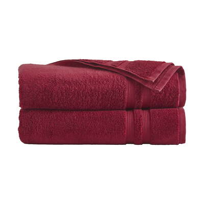 Mainstays Performance Textured 2-Pc Bath Sheet Set, Red Sedona Machine Washable-image