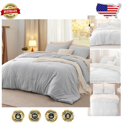 GentleSoft King Size Light Grey Comforter with Pillowcases - Cozy & Elegant-image