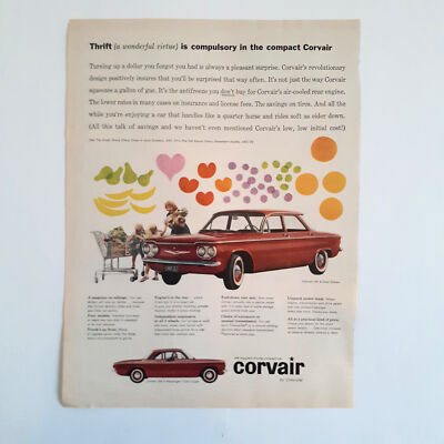 Vintage 2 sided Corvair Automobile & GE Fridge Ad May 1960 Better Homes Gardens-image