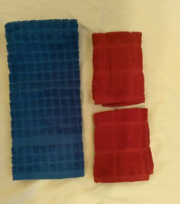 Huntington Home Cotton Kitchen Dish Towel and 2 Mainstays Cotton Dish Cloths -image