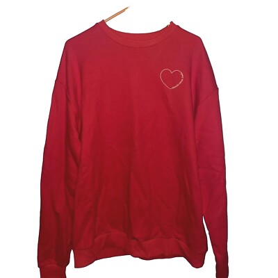 Brenda Novak Women's Xl Red Sweatshirt W Heart NWOT Valentine. Heavy & Cozy-image