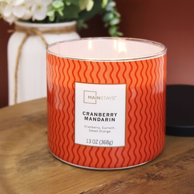 3 Pack，Mainstays 3-Wick Textured Wrap Cranberry Mandarin Candle, 13-Ounce-image