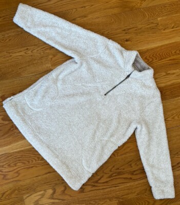 Soft Surroundings WomensLuxe Sherpa Fleece Pullover 1/4 Zip Sz Large Cream Plush-image