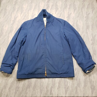 Vintage Zero King Jacket Mens 40 Blue Zip Wind Water Repellent Faux Fur Lined-image