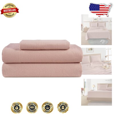 Machine Washable Twin Flannel Sheet Set - Warm Cozy Cotton Bedding, Sepia Rose-image