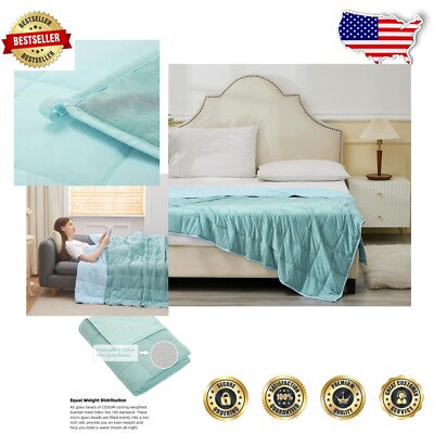 Universal Twin Size Weighted Blanket 48''x72'' - Lightweight Cooling for Adults-image