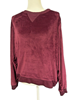 Honeydew Crewneck Sweatshirt Plum/Purple Long Sleeve Velour Women's L Luxury-image
