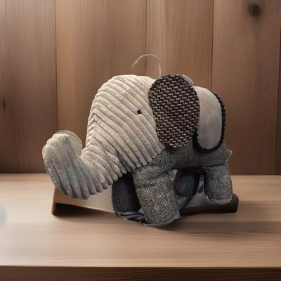 Pier 1 Imports Plush Eleanor Elephant Decorative Pillow Standing Corduroy Gray-image