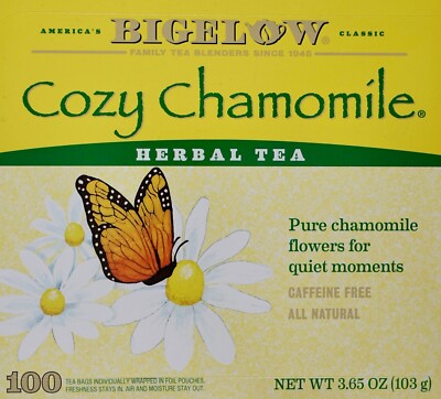 Bigelow Cozy Chamomile Herbal Tea Individually Wrapped Caffeine-Free, 100 Count-image
