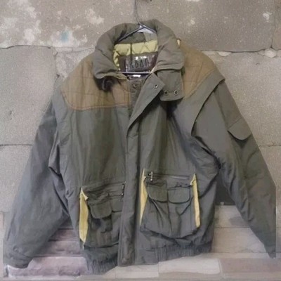 Vintage Urban Equipment Green Military Style Bomber Aviator Jacket W Hood Sz L-image