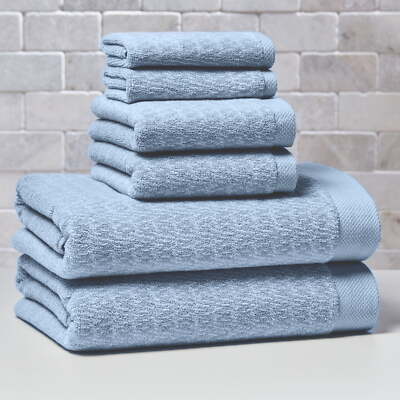 Better Homes & Gardens Signature Soft Melange 6 Piece Towel Set,Blue Silver-image