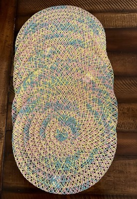 Pier 1 Imports 6 Piece Pink, Green & Yellow Woven 15