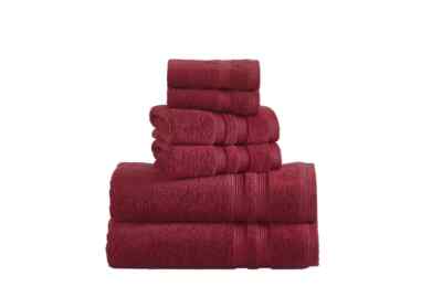 Mainstays Performance Anti-Microbial Solid 6 Piece Towel Set, RED-image