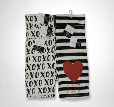 Mainstays OXOX Black, Red ❤ Kitchen Towel LOT OF 6 PIECES -image