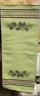 REGAL COMFORT “Green Pinecones￼￼ ” TABLE RUNNER 15”x 36”-image
