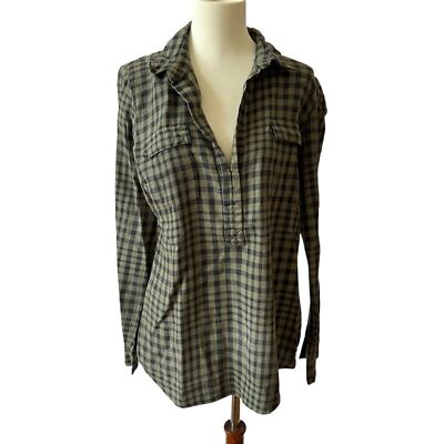 SPLENDID COTTON TOP M GREEN PLAID COTTON CASUAL PREPPY FLANNEL SOFT COZY PULL ON-image