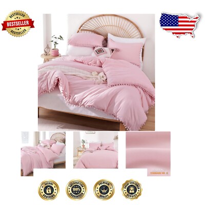 OEKO-TEX Certified Twin Comforter & Pillow Sham Set - Cozy Dust Pink Design-image