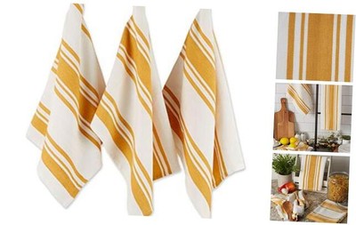 Everyday Kitchen Dishtowel Collection Large Chef Stripe Tea Towel, Honey Gold-image
