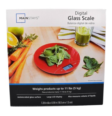 Mainstays Digital Red Glass Scale Weighs Up to 11 lbs-image