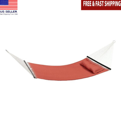Terracotta Quilted Tree 2 Hammock W/ Pillow Chains 2 S Hooks Spreader Bars Red-image