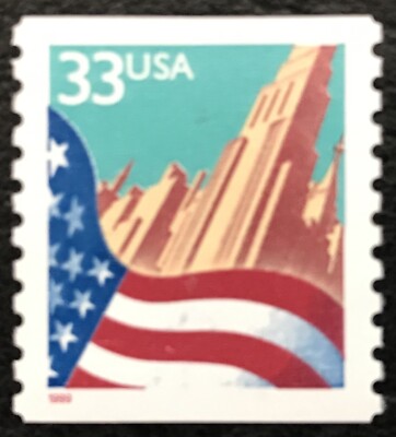 1999 Scott #3280 - 33¢ - FLAG OVER CITY - Coil Single Mint NH-image