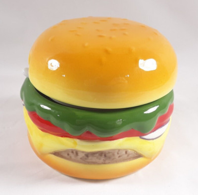 Pier 1 Imports Condiment Hamburger Jar Ceramic Summer Spring 4th July Decor-image