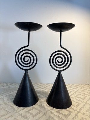 Pier One Metal Candle Holders Metal Spiral design 10”-image