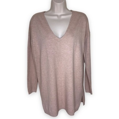 NWT Cozy Co by Cozy Casual V Neck Long Sleeve Sweater Heather Tan Small Medium-image
