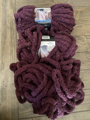3 Mainstays Sparkle Chenille Yarn Metropolis Burgundy-image