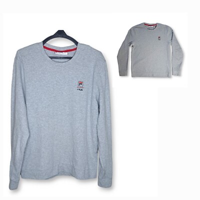 FILA Gray Long Sleeve Crewneck Cotton Sweatshirt Unisex Size Medium M-image