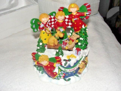 Studio Nova Holiday Angels and Reindeer wind up Musical Lights up ceramic Xmas.-image