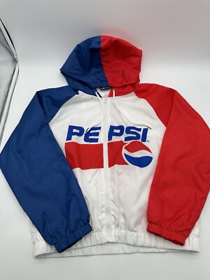 Pepsi Cola Wind Breaker Womens Size M Jacket Zip Up Retro Logo Color Block Y2K-image