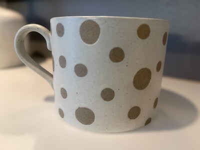 Pier 1 One Imports Polka Dot Stoneware Mug Taupe and Cream Replacement Piece-image