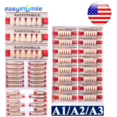 84/96pc Dental Teeth Set Acrylic Resin Denture Teeth Full Upper/Lower A1/A2/A3-image