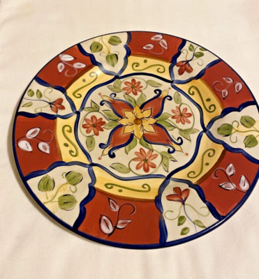 Salad Plate Pier 1 Imports Vallarta 9 Inch Red Yellow Design-image