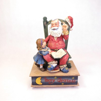 Vintage Wood/Resin Santa Claus Musical Wind Up Animated Christmas Decor-image