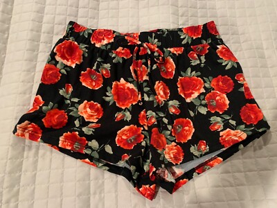 Cozy Rozy NWOT Womens Rose Printed Drawstring Waist Lounge Pajama Sleep Short  L-image