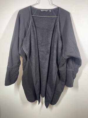 Athleta Cozy Karma Wrap Jacket Cardigan Oversized Medium 383713 Fleece Black-image