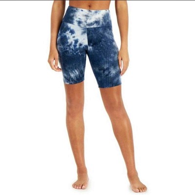 Jenni Womens Sleep Shorts M Blue Tie Dye Comfy Athletic Ribbed Knit Elastic B7-image