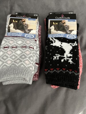 CUDDL DUDS LEG LAYERING CREW PLUSHFILL 360 SOFT IN & OUT LOT OF 2PKS. NIP COZY!!-image