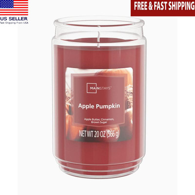Apple Pumpkin Scented Single Wick Jar Candle 20oz Home Fragrance Decor New-image