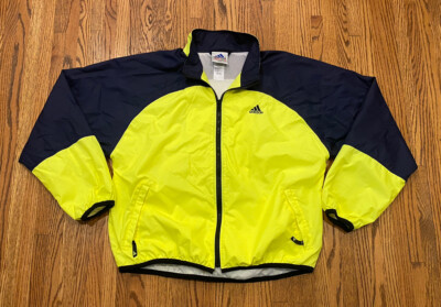 Adidas 3 Stripe Vintage 90s Neon Mesh Lined Wind Runner Windbreaker Rain Jacket-image