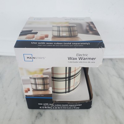 Mainstays wax warmer 16 Watt Electric Plaid Lattice Tan Red Black Classic New  -image