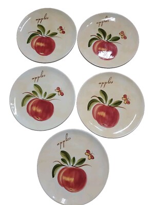 pier 1 imports Provence Salad Plates Set Of 5 Earthenware Vtg Set Of 5 Apples-image