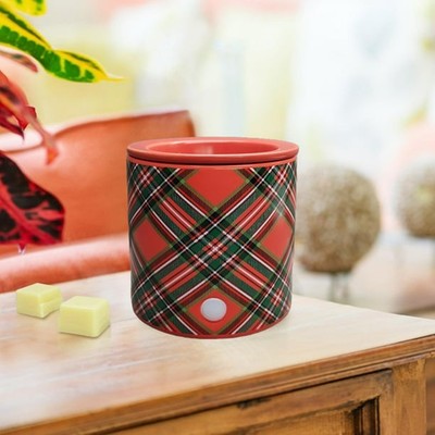 Mainstays 18 Watt Electric Red and Green Plaid Christmas Ceramic Wax Warmer-image