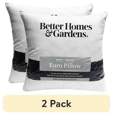 (2 pack) Better Homes and Gardens Euro Pillow Insert, 26