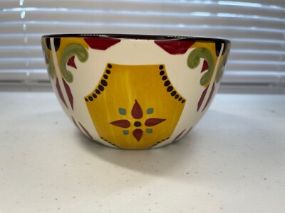 Pier 1 Imports Hand Crafted Earthenware Cameron Tile Design Bowl 6 x 3.5