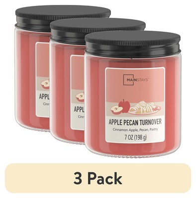 (3 pack) Mainstays Apple Pecan Scented 3-Wick Glass Jar Candle, 7oz-image