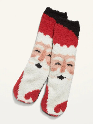NWT Old Navy Santa Claus Beige Chenille Fuzzy Cozy Socks for Women NEW -image